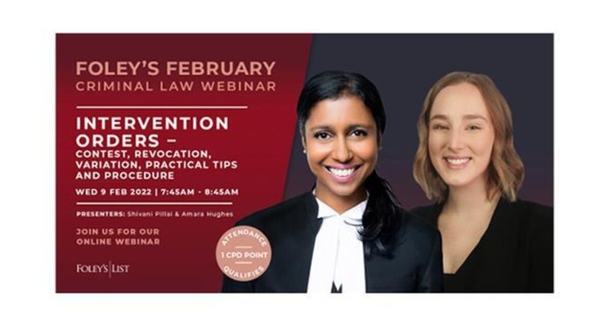 Foley's February: Intervention Orders | Foleys List